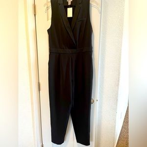 H&M Black Sleeveless Tuxedo Jumpsuit